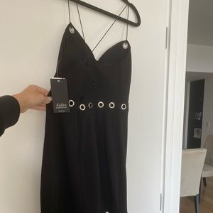 Aidan Mattox black dress with fringe